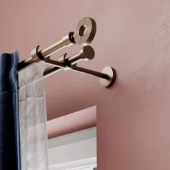 Sale GoodHome Support double tringle à rideau à percer Kozani métal marron Ø19mm