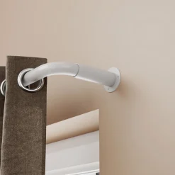 Clearance GoodHome Support extensible coudé tringle à rideau Anafi métal blanc Ø28mm