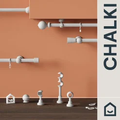 Clearance GoodHome Support oeil tringle à rideau fixation plafond Chalki bois de frêne blanc Ø28mm