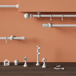 Clearance GoodHome Support oeil tringle à rideau fixation plafond Chalki bois de frêne blanc Ø28mm