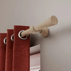 Discount GoodHome Support tringle à rideau court à percer Chalki bois de frêne beige Ø28mm