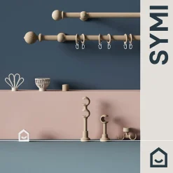 Discount GoodHome Support tringle à rideau court à percer Chalki bois de frêne beige Ø28mm