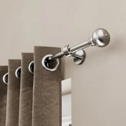 Discount GoodHome Support tringle à rideau extra court à percer Athens métal gris chromé Ø19mm