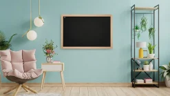 ALLboards Tableau à Craie Noir avec Cadre en Bois Naturel Laqué 120x90cm* Pêle-Mêle Et Pense Bête