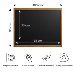 ALLboards Tableau à Craie Noir Magnétique avec Cadre en Bois Laqué 100x80cm, Tableau pour Ecrire* Pêle-Mêle Et Pense Bête