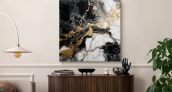 Sale Muralo Tableau Abstraction De Marbre Glamour 70cm x 70cm - Parfait pour décorer votre salon, chambre ou bureau avec un design unique et