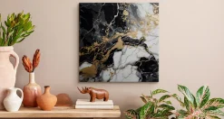 Discount Muralo Tableau Abstraction De Marbre Glamour 90cm x 90cm - Parfait pour décorer votre salon, chambre ou bureau avec un design unique et
