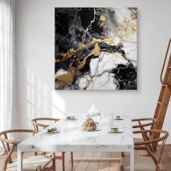 Discount Muralo Tableau Abstraction De Marbre Glamour 90cm x 90cm - Parfait pour décorer votre salon, chambre ou bureau avec un design unique et