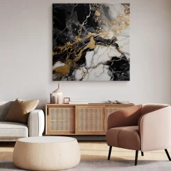 Discount Muralo Tableau Abstraction De Marbre Glamour 90cm x 90cm - Parfait pour décorer votre salon, chambre ou bureau avec un design unique et