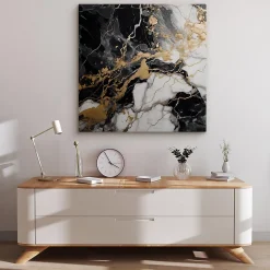 Discount Muralo Tableau Abstraction De Marbre Glamour 90cm x 90cm - Parfait pour décorer votre salon, chambre ou bureau avec un design unique et