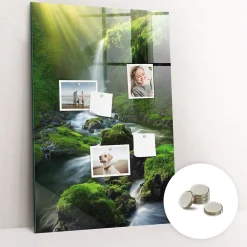 Wallfluent Tableau Aimanté Tulup 60x90 cm Cascade avec rochers En Verre Pour Cuisine