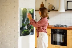 Wallfluent Tableau Aimanté Tulup 60x90 cm Cascade avec rochers En Verre Pour Cuisine