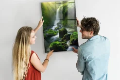 Wallfluent Tableau Aimanté Tulup 60x90 cm Cascade avec rochers En Verre Pour Cuisine
