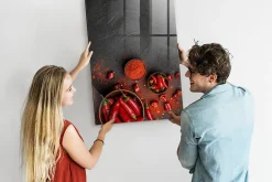 Wallfluent Tableau Aimanté 70x100 cm Paprika moulu Marqueur blanc En Verre Pour Cuisine* Pêle-Mêle Et Pense Bête