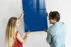 Wallfluent Tableau Aimanté 70x100 cm Couleur bleue Marqueur blanc En Verre Pour Cuisine* Pêle-Mêle Et Pense Bête
