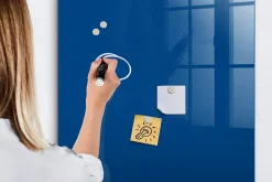 Wallfluent Tableau Aimanté 70x100 cm Couleur bleue Marqueur blanc En Verre Pour Cuisine* Pêle-Mêle Et Pense Bête