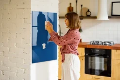 Wallfluent Tableau Aimanté 70x100 cm Couleur bleue Marqueur blanc En Verre Pour Cuisine* Pêle-Mêle Et Pense Bête