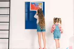 Wallfluent Tableau Aimanté 70x100 cm Couleur bleue Marqueur blanc En Verre Pour Cuisine* Pêle-Mêle Et Pense Bête