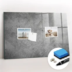 New Wallfluent Tableau Aimanté 60x40 cm Mur industriel Marqueur blanc En Verre Pour Cuisine