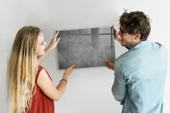New Wallfluent Tableau Aimanté 60x40 cm Mur industriel Marqueur blanc En Verre Pour Cuisine