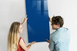 Best Wallfluent Tableau Aimanté 60x120 cm Couleur bleue Marqueur blanc En Verre Pour Cuisine