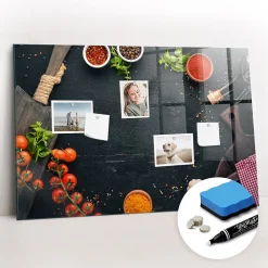 Wallfluent Tableau Aimanté 90x60 cm Accessoires de cuisine Marqueur blanc D'organisation Mural* Pêle-Mêle Et Pense Bête