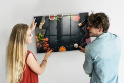 Wallfluent Tableau Aimanté 90x60 cm Accessoires de cuisine Marqueur blanc D'organisation Mural* Pêle-Mêle Et Pense Bête