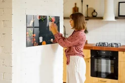 Wallfluent Tableau Aimanté 90x60 cm Accessoires de cuisine Marqueur blanc D'organisation Mural* Pêle-Mêle Et Pense Bête