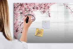Clearance Wallfluent Tableau Aimanté 120x60 cm Fleurs de printemps Marqueur noir En Verre Pour Cuisine