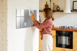 Wallfluent Tableau Aimanté 90x60 cm Mur en métal Marqueur noir En Verre Pour Cuisine* Pêle-Mêle Et Pense Bête