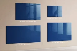 Wallfluent Tableau Aimanté 90x60 cm Couleur bleue Marqueur blanc En Verre Pour Cuisine* Pêle-Mêle Et Pense Bête