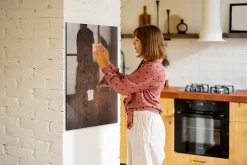 Wallfluent Tableau Aimanté 70x100 cm Bois foncé Marqueur blanc En Verre Pour Cuisine* Pêle-Mêle Et Pense Bête
