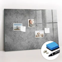 Hot Wallfluent Tableau Aimanté 100x70 cm Mur industriel Marqueur blanc En Verre Pour Cuisine