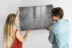 Hot Wallfluent Tableau Aimanté 100x70 cm Mur industriel Marqueur blanc En Verre Pour Cuisine