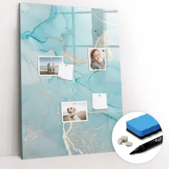 Wallfluent Tableau Aimanté 70x100 cm Marbre décoratif Marqueur noir D'organisation Mural* Pêle-Mêle Et Pense Bête