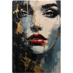 Discount Muralo Tableau Canvas VISAGE De Femme Peinture 70cm x 100cm - Parfait pour décorer votre salon, chambre ou bureau avec un design unique