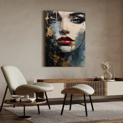 Discount Muralo Tableau Canvas VISAGE De Femme Peinture 70cm x 100cm - Parfait pour décorer votre salon, chambre ou bureau avec un design unique