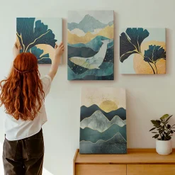 Wallfluent Tableau décoratif sur toile Vues de montagnes abstraites 4 pcs* Tableau Déco