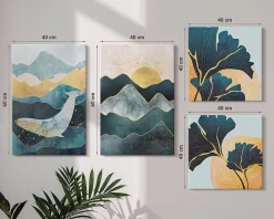 Wallfluent Tableau décoratif sur toile Vues de montagnes abstraites 4 pcs* Tableau Déco