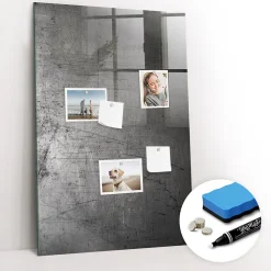Wallfluent Tableau Magnétique Mural 60x90 cm Métal rayé Marqueur blanc Idéal Bureau Et Maison* Pêle-Mêle Et Pense Bête