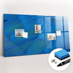 Hot Wallfluent Tableau Magnétique Mural 120x60 cm Plume d'oiseau Marqueur blanc Panneau Mémo Décoratif