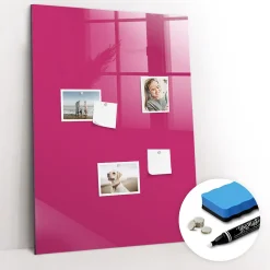 Wallfluent Tableau Magnétique Mural 70x100 cm Couleur rose intense Marqueur blanc Idéal Bureau Et Maison* Pêle-Mêle Et Pense Bête