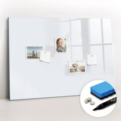 Wallfluent Tableau Magnétique Mural 100x70 cm Couleur : blanc foncé Marqueur noir Panneau Mémo Décoratif* Pêle-Mêle Et Pense Bête
