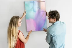 New Wallfluent Tableau Magnétique Mural 60x90 cm Plumes pastel Marqueur noir Panneau Mémo Décoratif