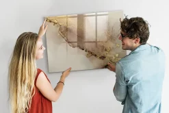 Wallfluent Tableau Magnétique Mural 100x70 cm Marbre doré Marqueur noir Idéal Bureau Et Maison* Pêle-Mêle Et Pense Bête