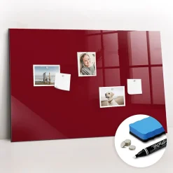 Wallfluent Tableau Magnétique Mural 90x60 cm Couleur bordeaux Marqueur blanc Panneau Mémo Décoratif* Pêle-Mêle Et Pense Bête