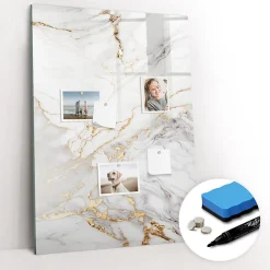 Wallfluent Tableau Magnétique Mural 70x100 cm Marbre décoratif Marqueur noir Idéal Bureau Et Maison* Pêle-Mêle Et Pense Bête