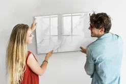 Wallfluent Tableau Magnétique Mural 90x60 cm Marbre décoratif Marqueur noir Idéal Bureau Et Maison* Pêle-Mêle Et Pense Bête