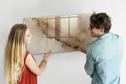 Wallfluent Tableau Magnétique Mural 120x60 cm Marbre doré Marqueur noir Idéal Bureau Et Maison* Pêle-Mêle Et Pense Bête