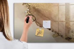 Wallfluent Tableau Magnétique Mural 120x60 cm Marbre doré Marqueur noir Idéal Bureau Et Maison* Pêle-Mêle Et Pense Bête